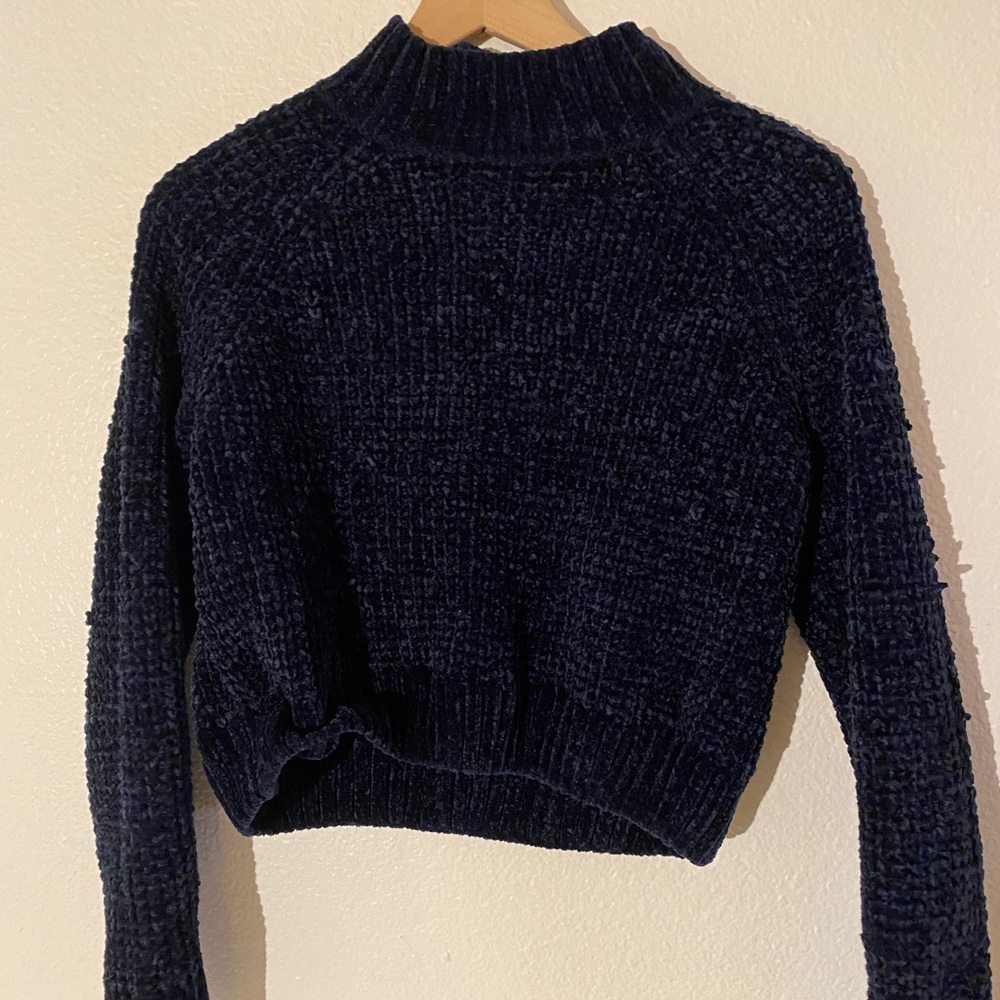 navy velvet knit sweater